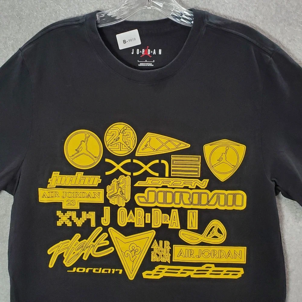 Air Jordan Men Shirt Large‎ Black GFX Logo Lifestyle 23 Crew Neck Short Sleeve